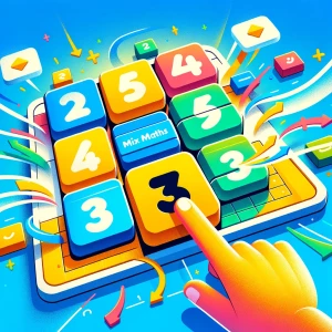 Jeu de calcul mental ludique, un enfant appuie sur un clavier de chiffres
