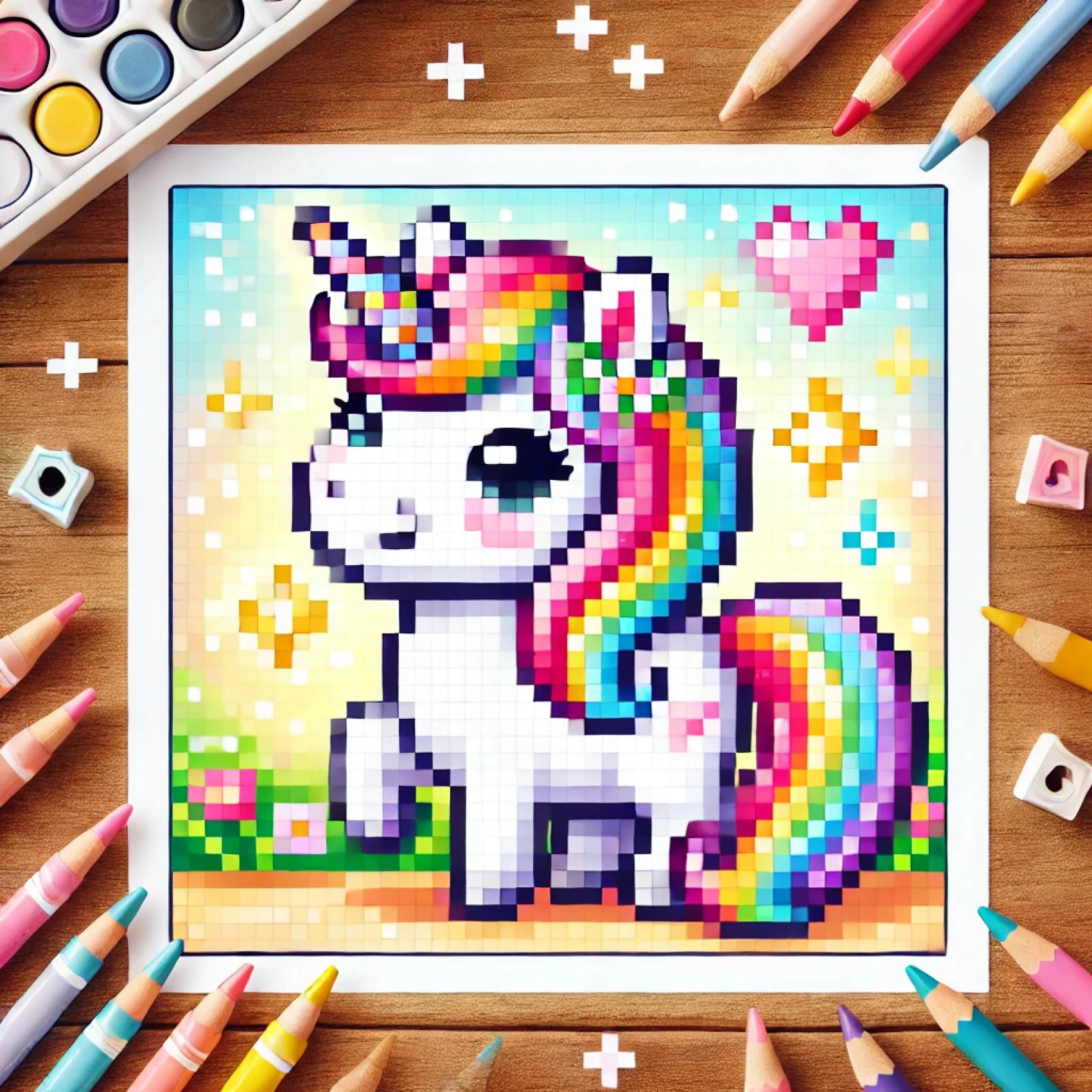 Une licorne en pixel art