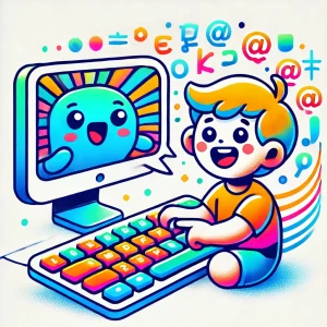 Un enfant parle à un ordinateur, il faut une dictée à l'édulte.