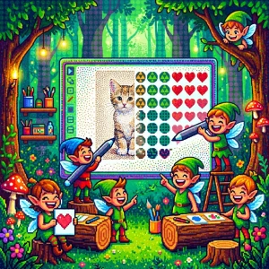 Image transformée en dot art avec motifs en points, pixels et formes graphiques