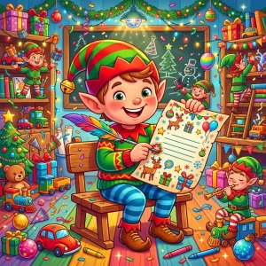 Lettre au Père Noël personnalisée avec texte, décorations et stickers de Noël