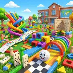 Parcours du Jeu Mini Golf avec balle, trou, obstacles et zones de sable