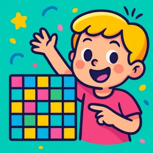 Un enfant avec une grille de multiplication