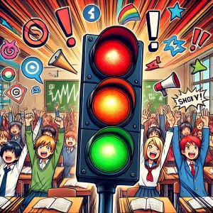 Un feu rouge car les élèves de la classe font trop de bruit